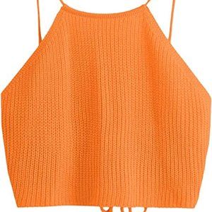Orange Knit Camisole Crop Top